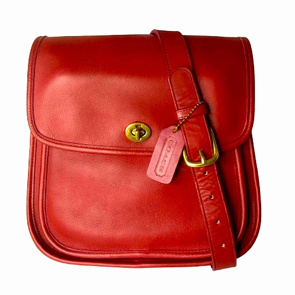 COACH Large Red Glove Tanned Side Pack Crossbody Bag RARE USA COA Sidepack 9979 - Picture 4 of 17